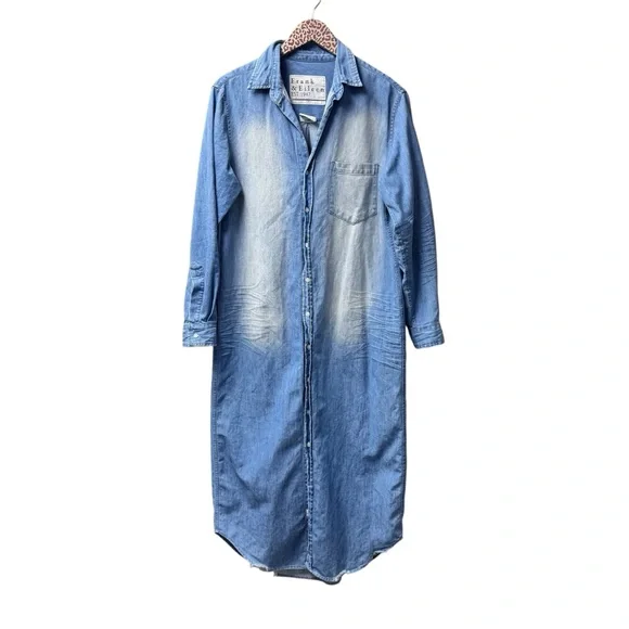 Frank & Eileen Rory Maxi Long Shirtdress Dress Famous Denim Blue Medium - Picture 4 of 16